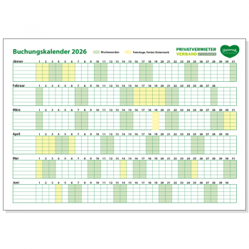 Buchungskalender Jänner - Juni 2026