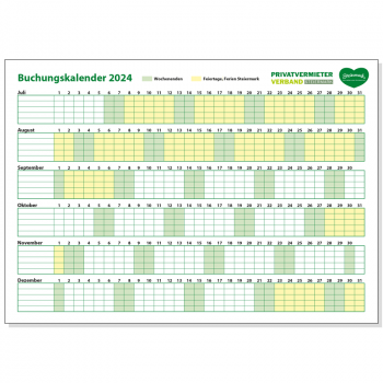 Buchungskalender Juli - Dezember 2024